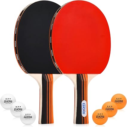 Ping Pong Paddles, Ping Pong Paddles Set of 2, Includes Paddles and Balls, Table Tennis Rackets Set Suitable for Indoor and Outdoor Games, Family Games