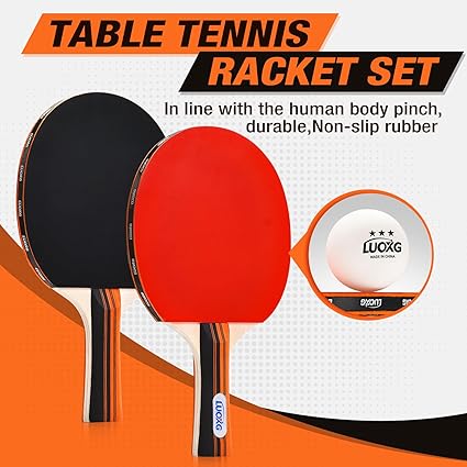 Ping Pong Paddles, Ping Pong Paddles Set of 2, Includes Paddles and Balls, Table Tennis Rackets Set Suitable for Indoor and Outdoor Games, Family Games
