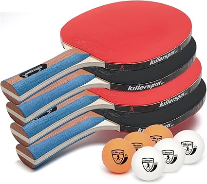 Jet Set of 4 Table Tennis Paddle - 4 Ping Pong Paddles and 6 Ping Pong Balls - Perfect Table Tennis Paddle for Beginner to Advanced Players