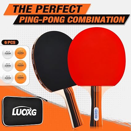 Ping Pong Paddles, Ping Pong Paddles Set of 2, Includes Paddles and Balls, Table Tennis Rackets Set Suitable for Indoor and Outdoor Games, Family Games