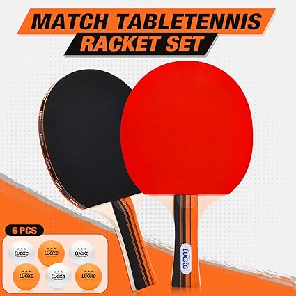 Ping Pong Paddles, Ping Pong Paddles Set of 2, Includes Paddles and Balls, Table Tennis Rackets Set Suitable for Indoor and Outdoor Games, Family Games