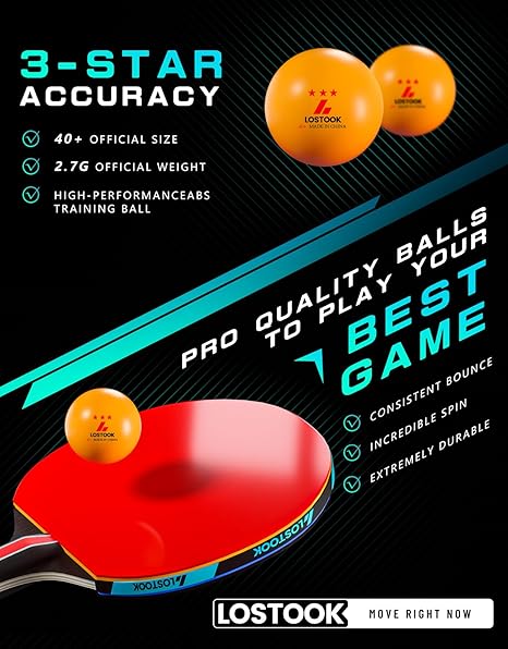 Professional Ping Pong Paddles Set of 2/4 with Portable Oxford Cloth Ping Pong Case and 3 Star Balls, Table Tennis Paddles for Adults and Family Outdoor Games