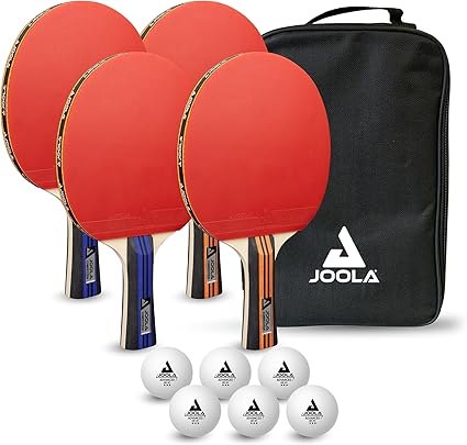 Premium Table Tennis Set - 4 Regulation Ping Pong Paddles,Training Ping Pong Balls and Carrying Case - for Training and Recreational Play - Indoor and Outdoor Compatible
