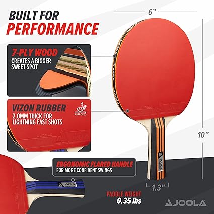Premium Table Tennis Set - 4 Regulation Ping Pong Paddles,Training Ping Pong Balls and Carrying Case - for Training and Recreational Play - Indoor and Outdoor Compatible