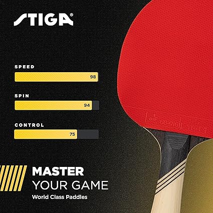 Carbon+ Ping Pong Paddle – 7-ply Extra Light Carbon Fiber Blade – 2mm Premium Sponge – Concave Pro Handle for Exceptional Grip – Performance Table Tennis Racket for Tournament-Level Play Red